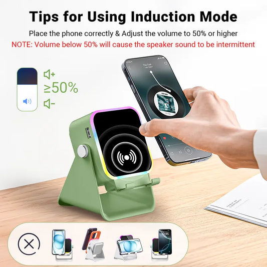 5-in-1 Wireless Speaker Phone Stand with Power Bank