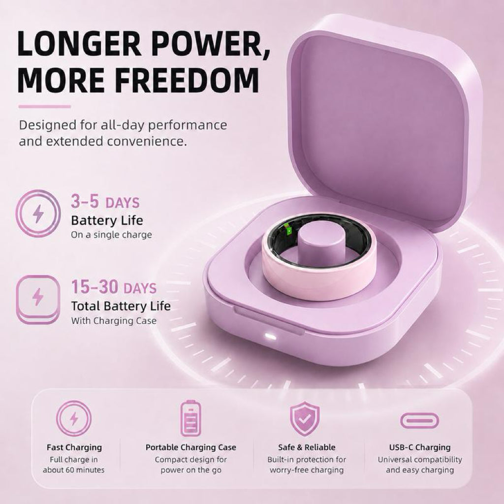 24H Fitness Tracker Smart Ring IP68 Waterproof