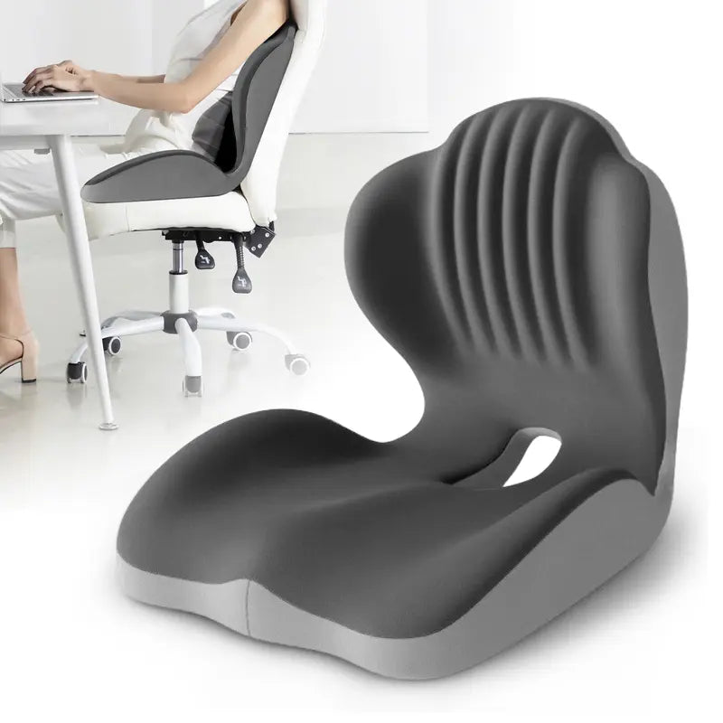 Ergonomic Memory Foam Seat Cushion with Lumbar & Back Support, Relieves Back Pain, Reduces Pressure