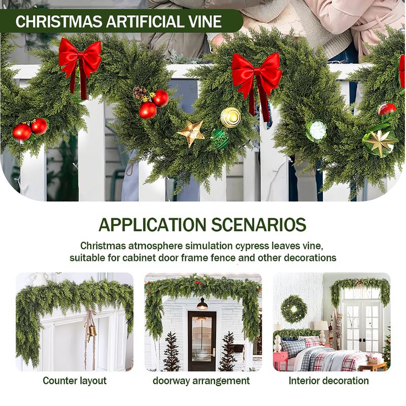 9FT Artificial Cedar Garlands, Real Touch Winter Cedar Garland