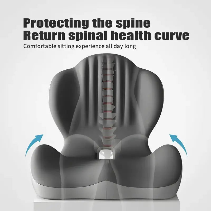 Ergonomic Memory Foam Seat Cushion with Lumbar & Back Support, Relieves Back Pain, Reduces Pressure