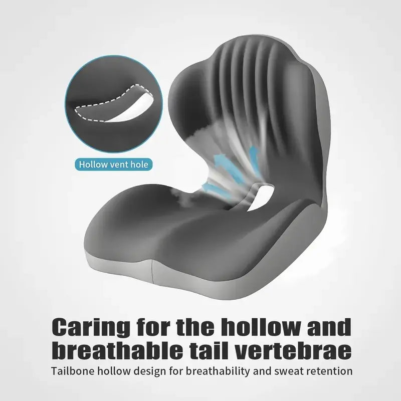 Ergonomic Memory Foam Seat Cushion with Lumbar & Back Support, Relieves Back Pain, Reduces Pressure