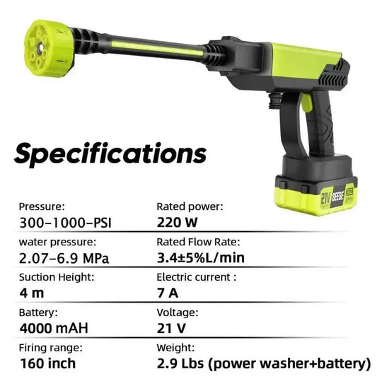 Mroace Cordless Pressure Washer with Portable Bottle and Charger Base